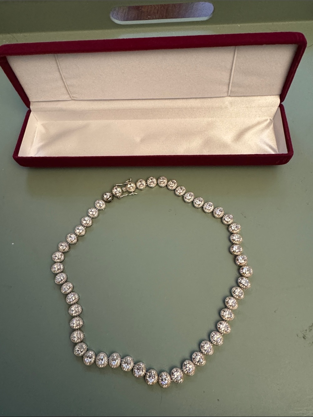 Sparkling Clear Crystal Tennis Necklace - Elegant Gold Tone